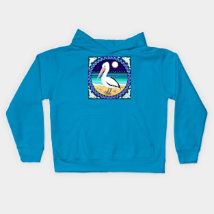 Moonlight Pelican Mandala Kids Hoodie